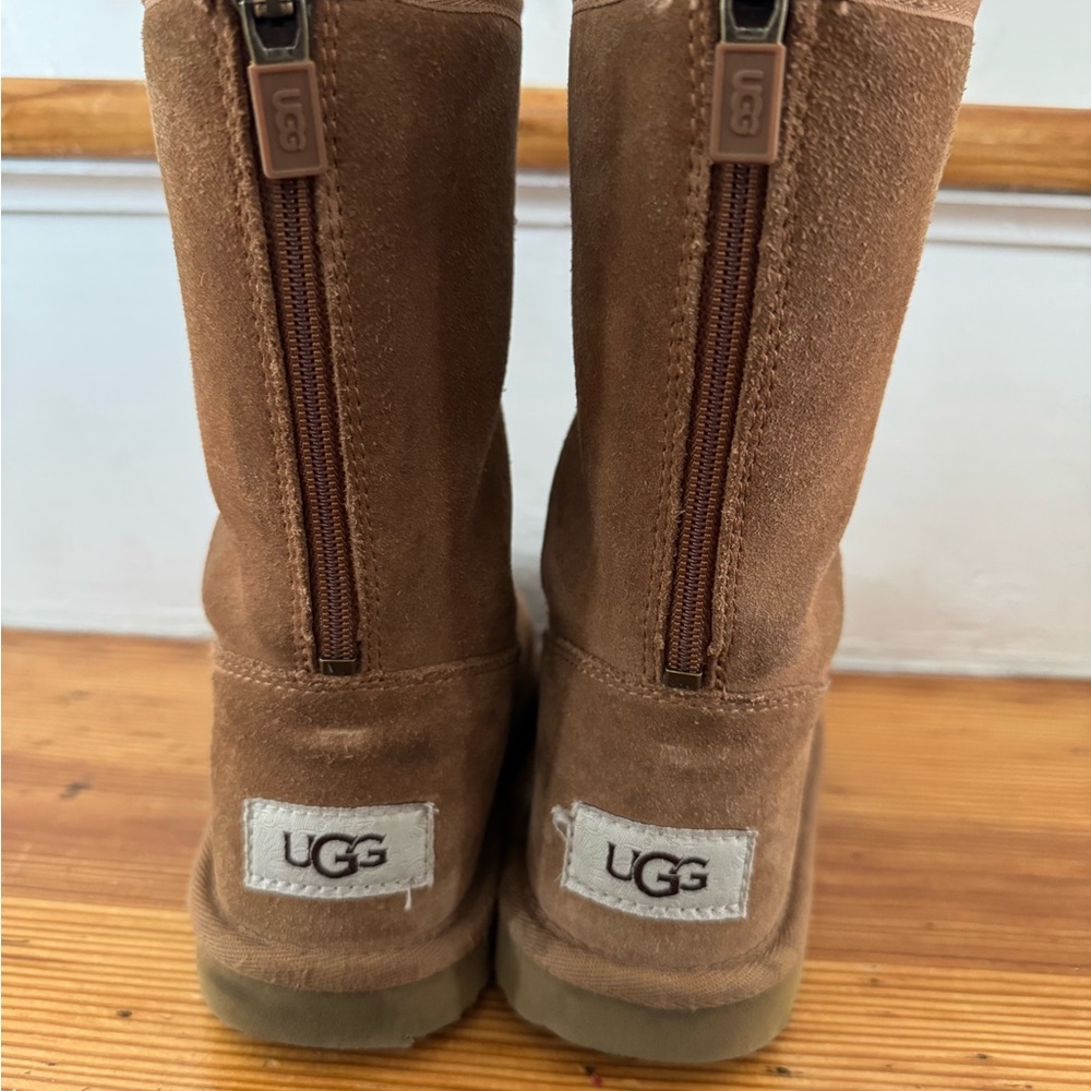UGG Chestnut Suede Boots with Zipper